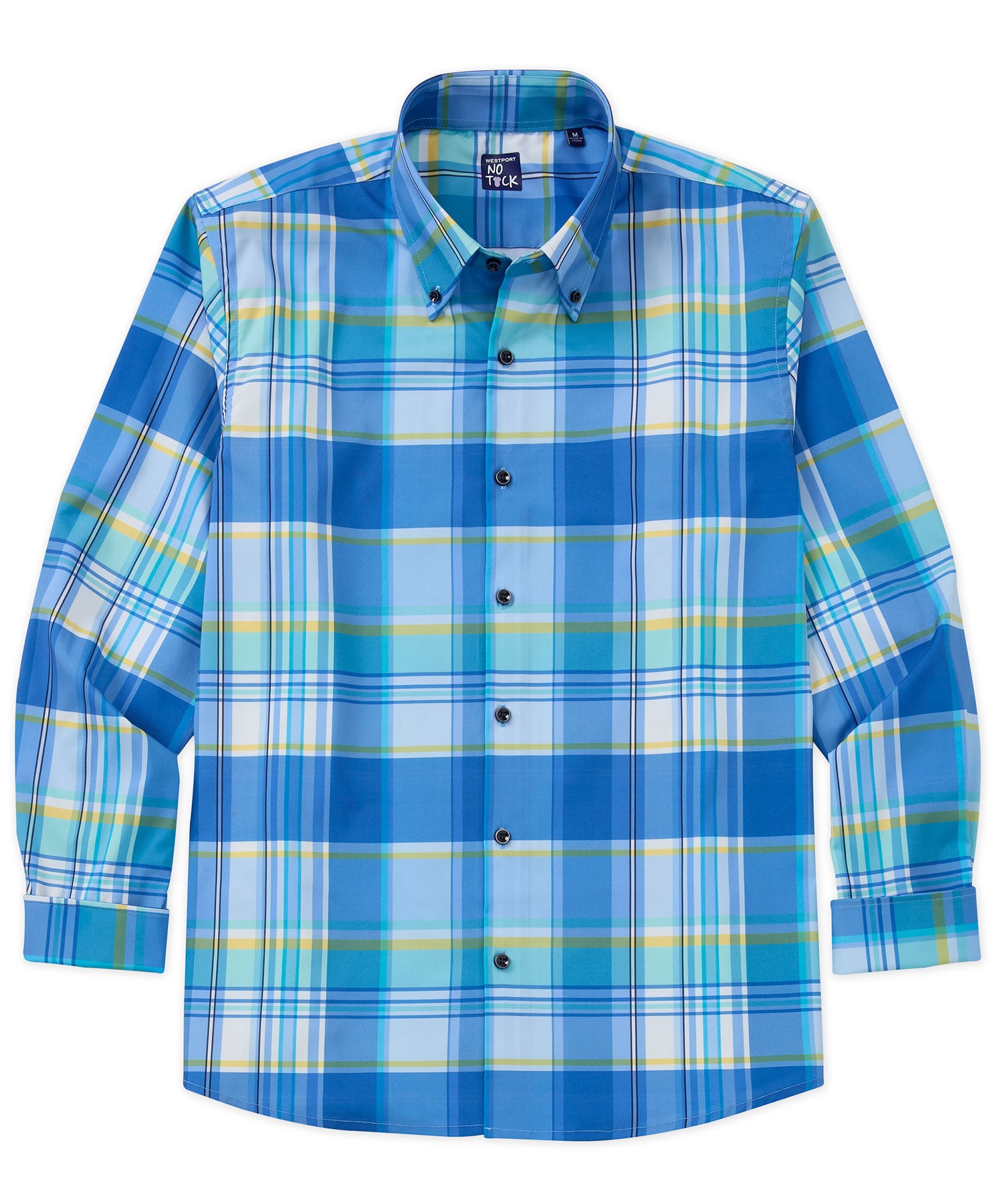 Men's Big & Tall Westport No-Tuck Long Sleeve Button Down Collar Stretch Performance Plaid Sport Shirt Blue Multi / XLT Men's Big & Tall Westport No-Tuck Long Sleeve Button Down Collar Stretch Performance Plaid Sport Shirt Blue Multi / XLT
