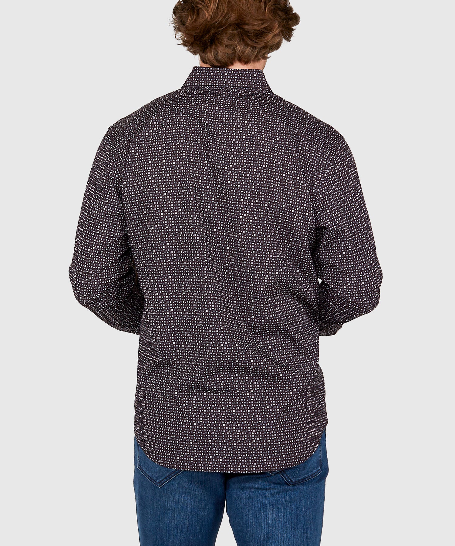 Men's Big & Tall Westport No-Tuck Long Sleeve Button Under Collar Stretch Performance 'Forms' Sport Shirt Black / LMT Men's Big & Tall Westport No-Tuck Long Sleeve Button Under Collar Stretch Performance 'Forms' Sport Shirt Black / LMT