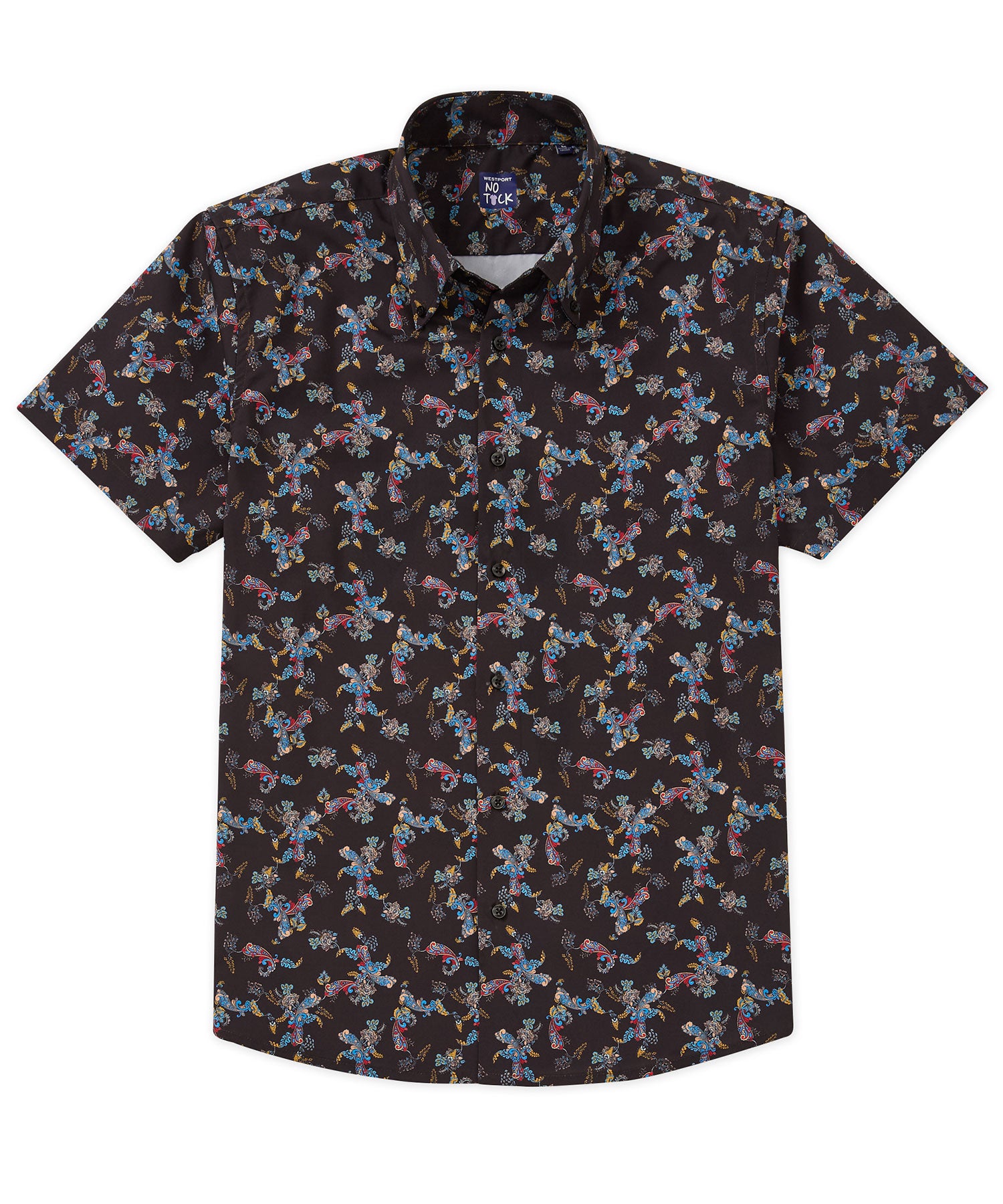 short sleeve dress shirt tucked in Men's Big & Tall Westport No-Tuck Button Down Collar Stretch Performance 'Lush Paisley' Sport Black Multi / XLMT Vintage 1970s Maxi Dress: Red Kap understands the SR COLLECTION Color:Gilded Noir