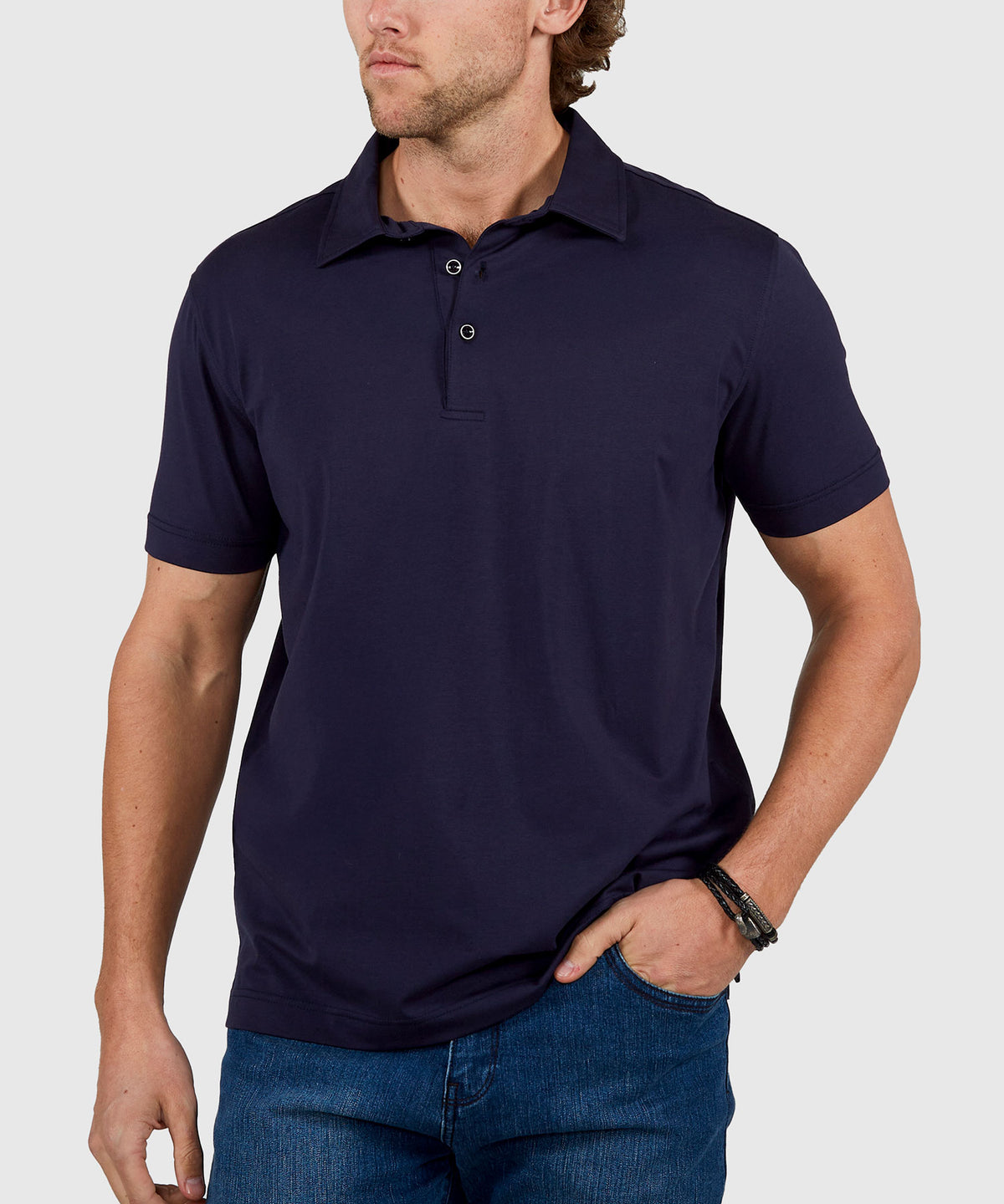 Westport No-Tuck Short Sleeve Cotton Performance Stretch Polo Knit Shirt, Men's Big & Tall