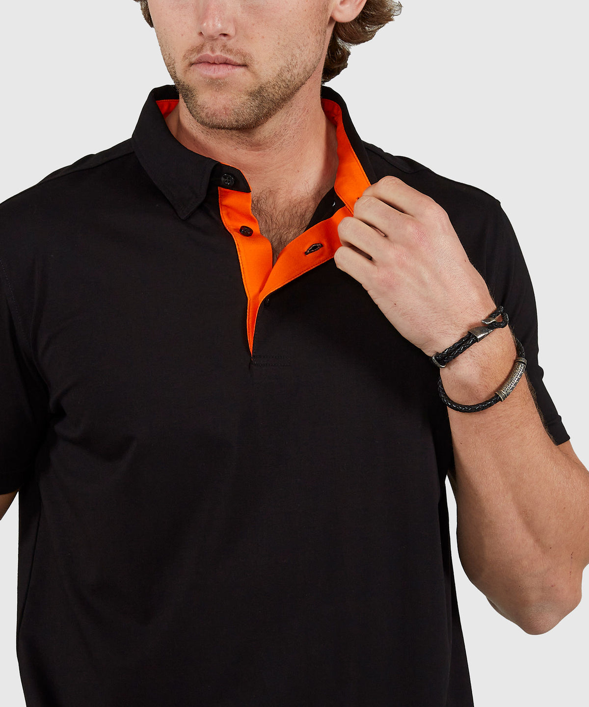 Westport No-Tuck Short Sleeve Cotton Performance Contrast Trim Placket Polo Knit Shirt, Men's Big & Tall