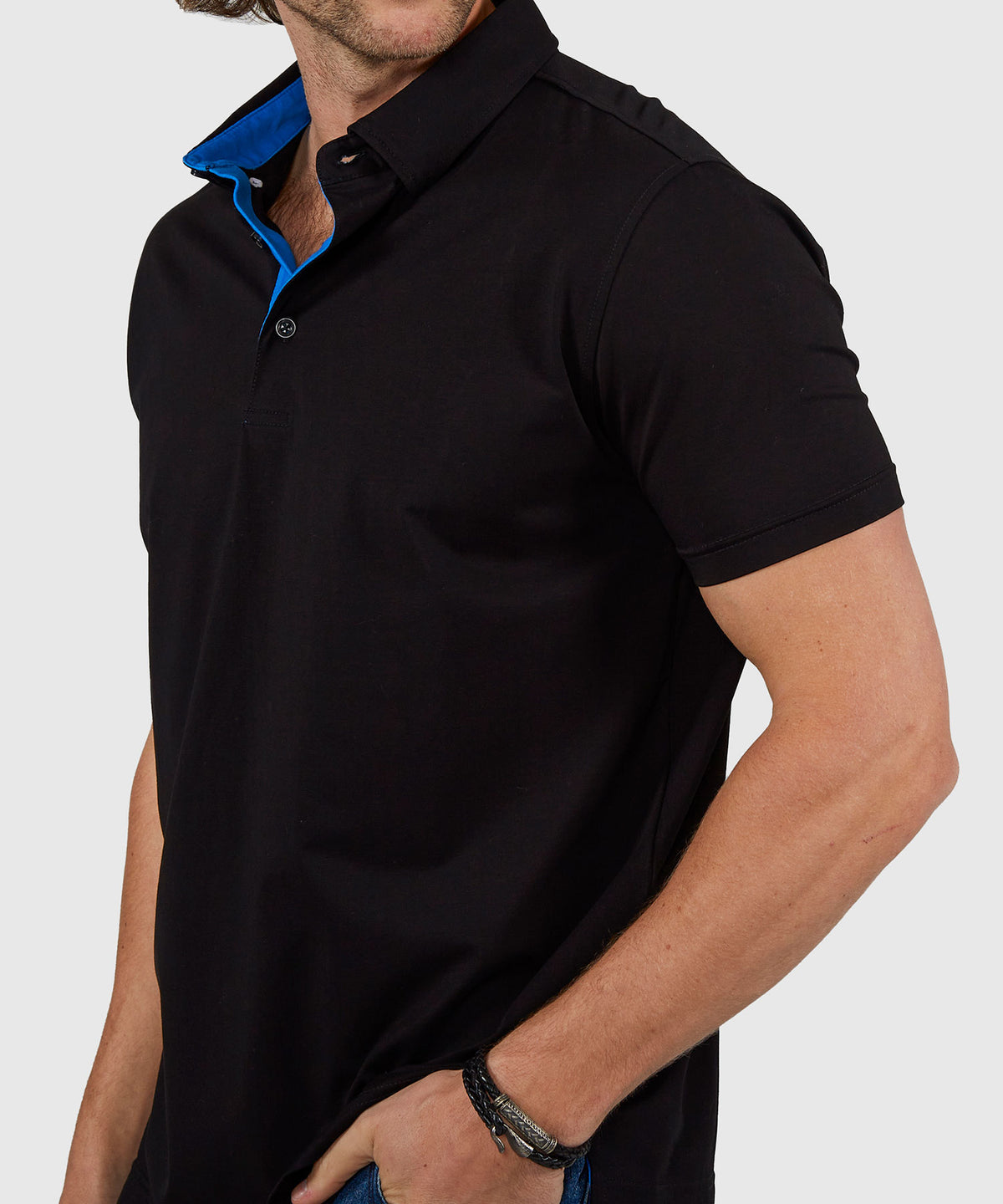 Westport No-Tuck Short Sleeve Cotton Performance Contrast Trim Placket Polo Knit Shirt, Men's Big & Tall