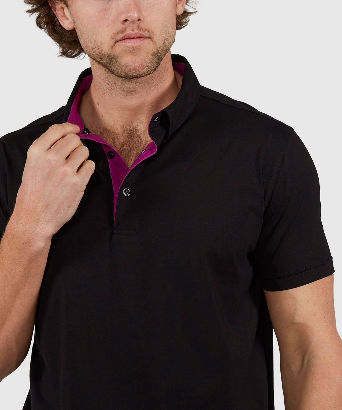 Westport No-Tuck Short Sleeve Cotton Performance Contrast Trim Placket Polo Knit Shirt, Men's Big & Tall