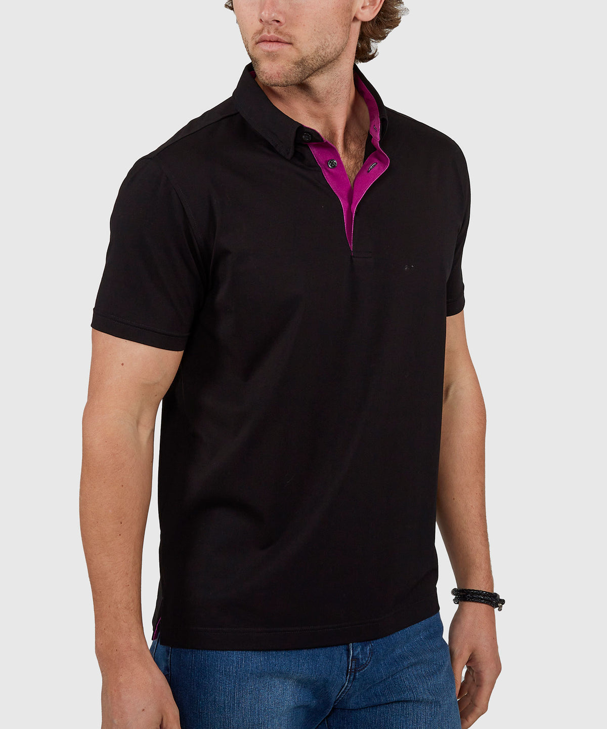 Westport No-Tuck Short Sleeve Cotton Performance Contrast Trim Placket Polo Knit Shirt, Men's Big & Tall