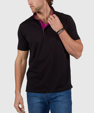Westport No-Tuck Short Sleeve Cotton Performance Contrast Trim Placket Polo Knit Shirt