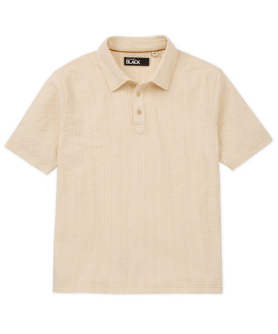 Westport Black Short Sleeve Seersucker Garment Dyed Polo Knit Shirt, Men's Big & Tall