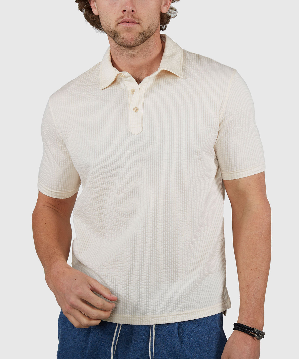 Westport Black Short Sleeve Seersucker Garment Dyed Polo Knit Shirt, Men's Big & Tall