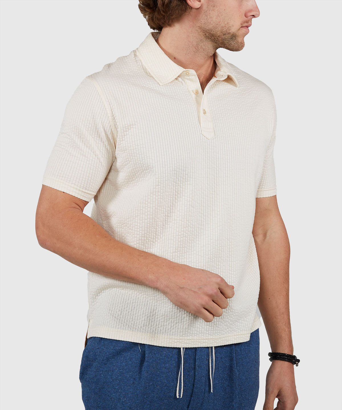 Westport Black Short Sleeve Seersucker Garment Dyed Polo Knit Shirt, Men's Big & Tall