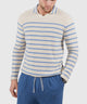 Westport Black Long Sleeve Striped V-Neck Polo Knit Shirt