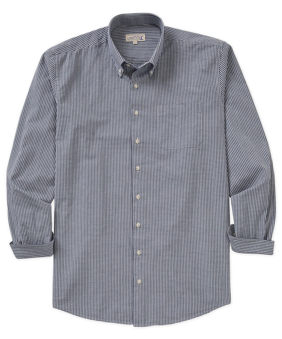 Westport Lifestyle Long Sleeve Button Down Collar Gingham Sport Shirt, Men's Big & Tall