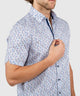 Westport Black Short Sleeve Semi Spread Button Under Collar Print Sport Shirt