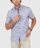 Westport Black Short Sleeve Semi Spread Button Under Collar Print Sport Shirt