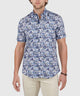 Westport Black Short Sleeve Semi Spread Button Under Collar Print Sport Shirt