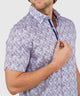 Westport Black Short Sleeve Semi Spread Button Under Collar Print Sport Shirt