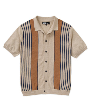 Westport Black Short Sleeve Button Front Polo Knit Shirt