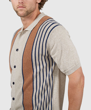 Westport Black Short Sleeve Button Front Polo Knit Shirt