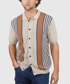Westport Black Short Sleeve Button Front Polo Knit Shirt