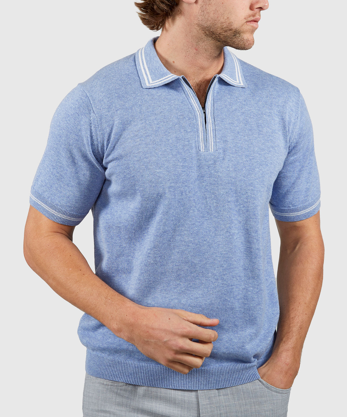 Westport Black Short Sleeve Retro II Zip Polo, Men's Big & Tall
