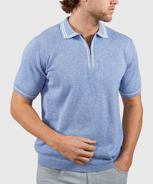 Westport Black Short Sleeve Retro II Zip Polo