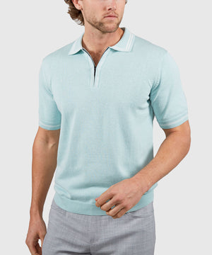 Westport Black Short Sleeve Retro II Zip Polo
