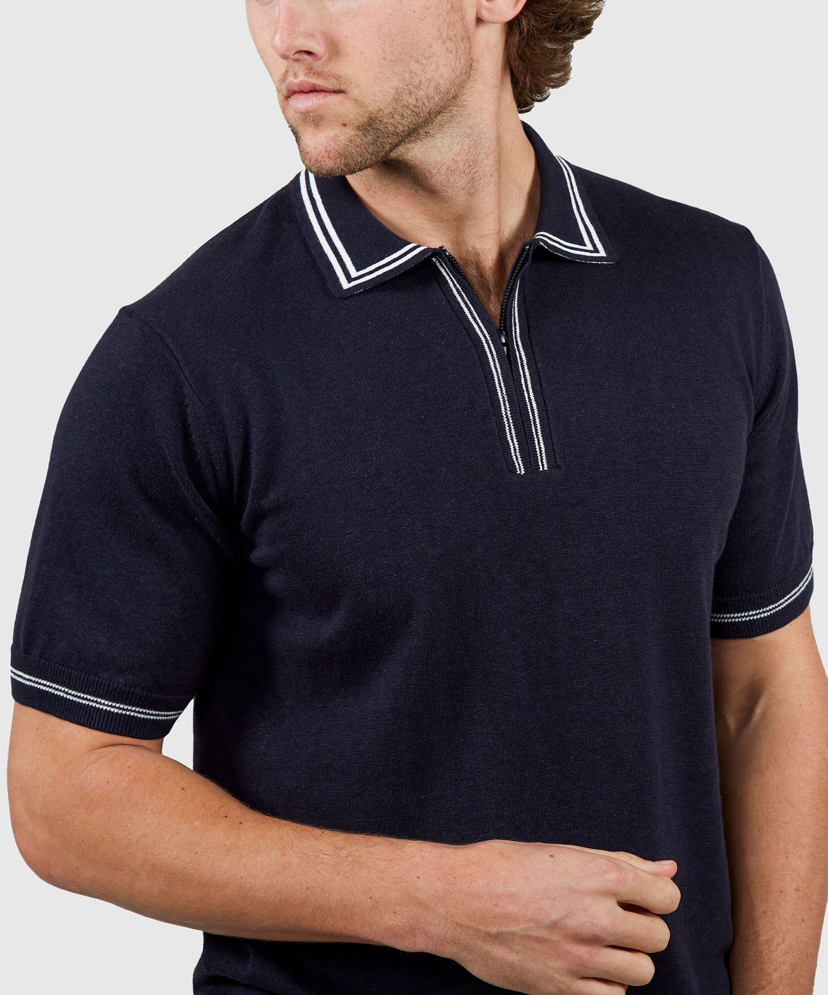 Westport Black Short Sleeve Retro II Zip Polo, Men's Big & Tall