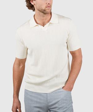 Westport Black Short Sleeve Portofino Johnny Collar Polo Knit Shirt