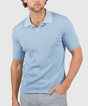 Westport Black Short Sleeve Portofino Johnny Collar Polo Knit Shirt