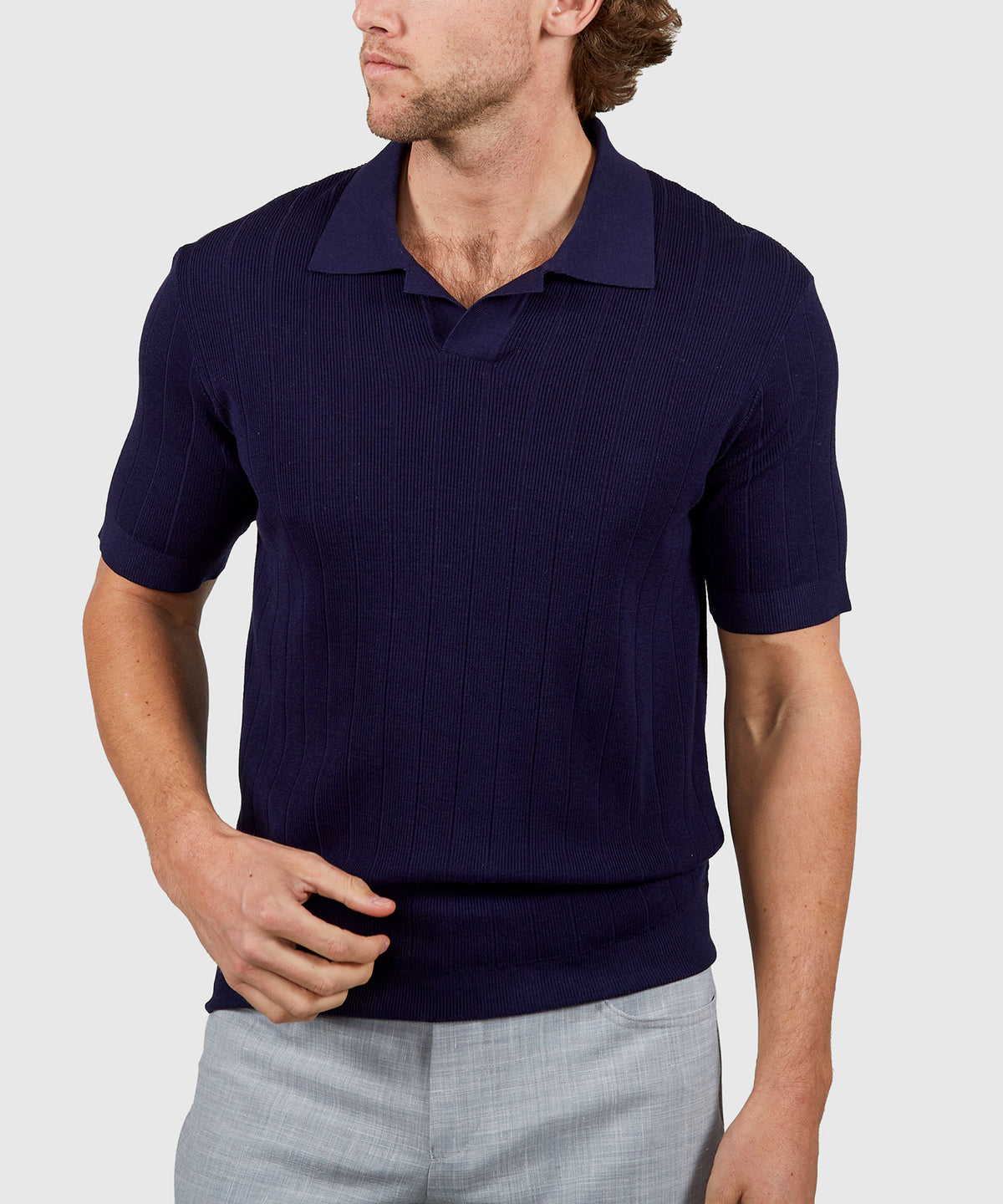 Westport Black Short Sleeve Portofino Johnny Collar Polo Knit Shirt, Men's Big & Tall