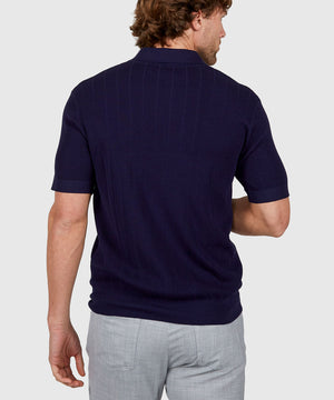 Westport Black Short Sleeve Portofino Johnny Collar Polo Knit Shirt