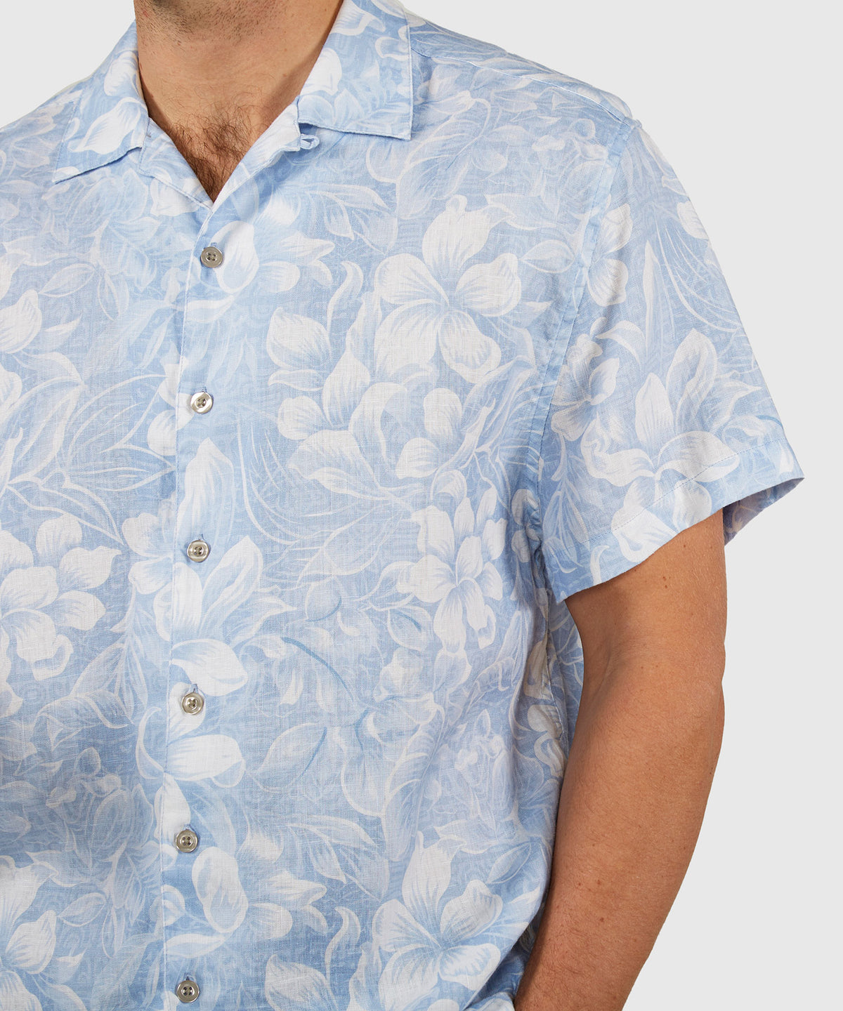 Westport Black Floral Print Short Sleeve Linen Camp Shirt, Men's Big & Tall