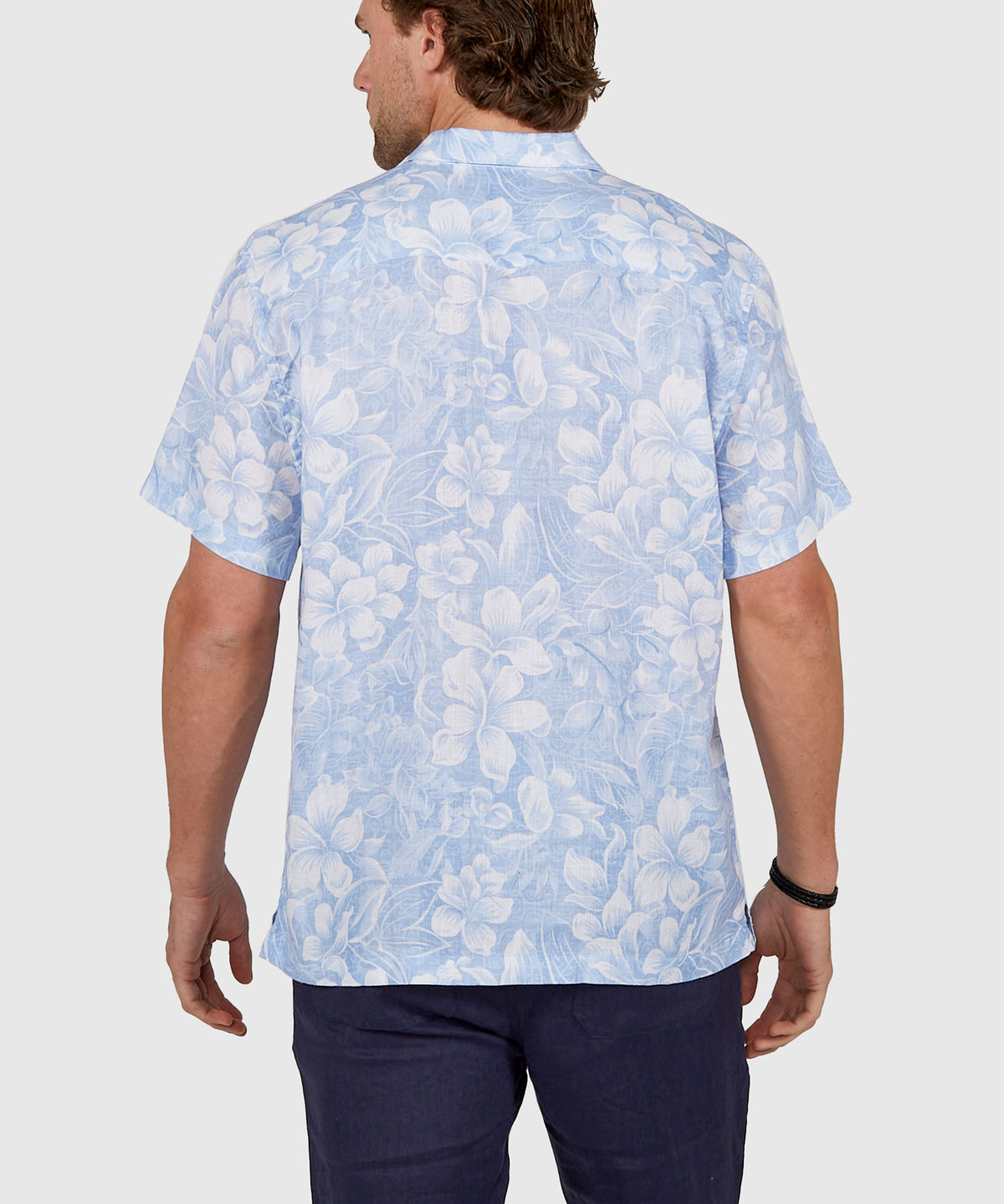 Westport Black Floral Print Short Sleeve Linen Camp Shirt, Men's Big & Tall