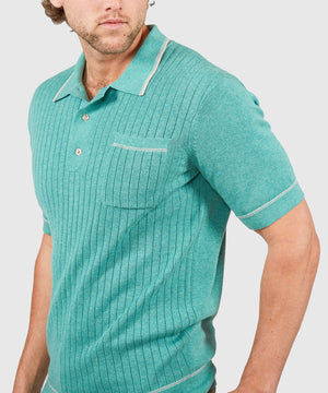 Westport Black Short Sleeve Amici Ribbed Knit Polo Shirt