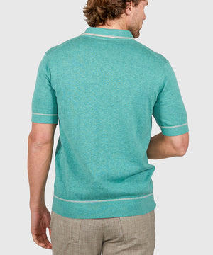 Westport Black Short Sleeve Amici Ribbed Knit Polo Shirt