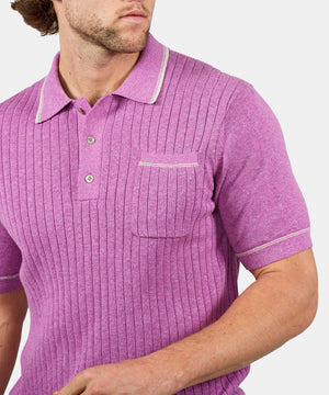 Westport Black Short Sleeve Amici Ribbed Knit Polo Shirt