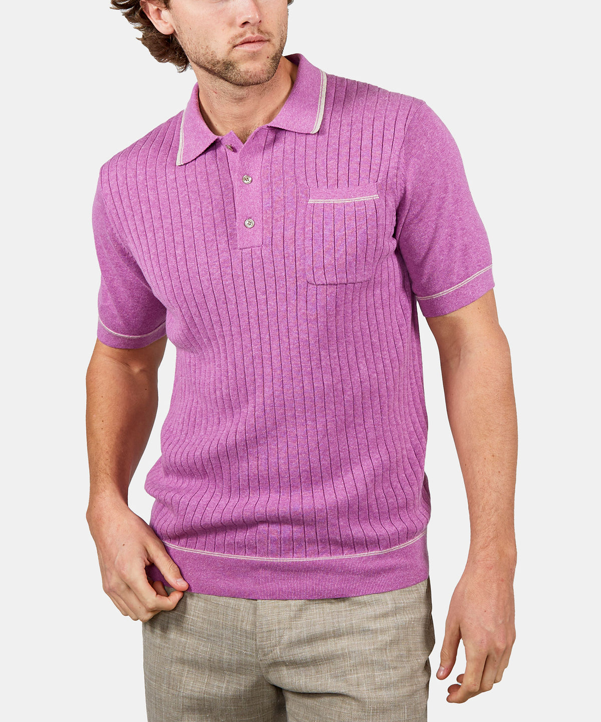 Westport Black Short Sleeve Amici Ribbed Knit Polo Shirt, Men's Big & Tall