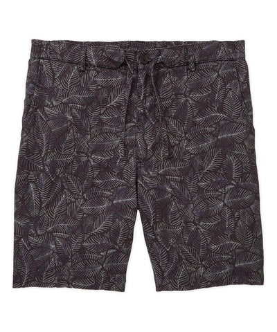 Westport Black Southport Leaf Print Linen Drawcord Short, Men's Big & Tall