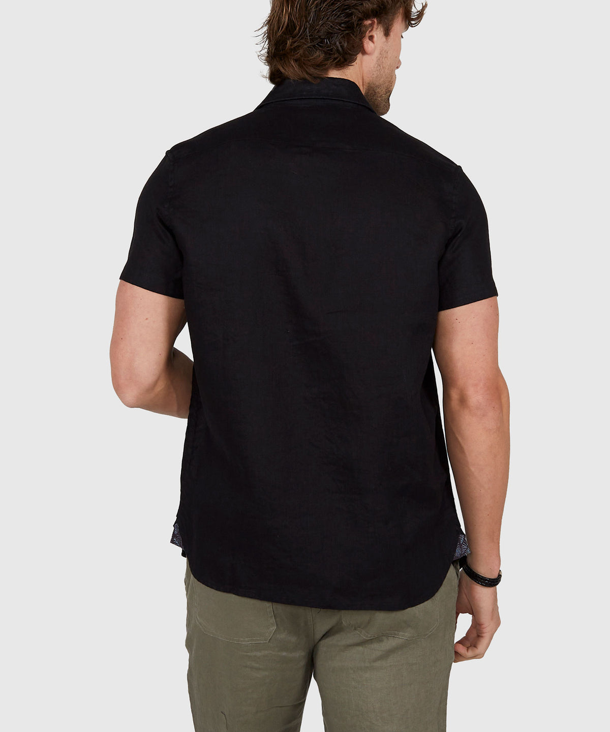 Westport Black Short Sleeve Southport Linen Shirt, Men's Big & Tall