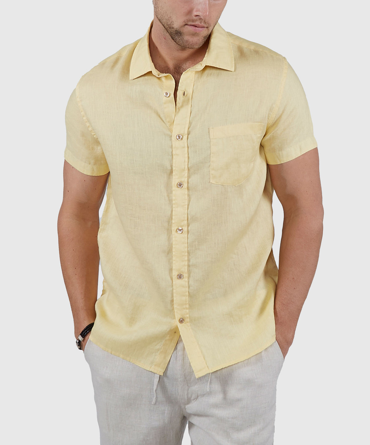 Westport Black Short Sleeve Southport Linen Shirt, Men's Big & Tall