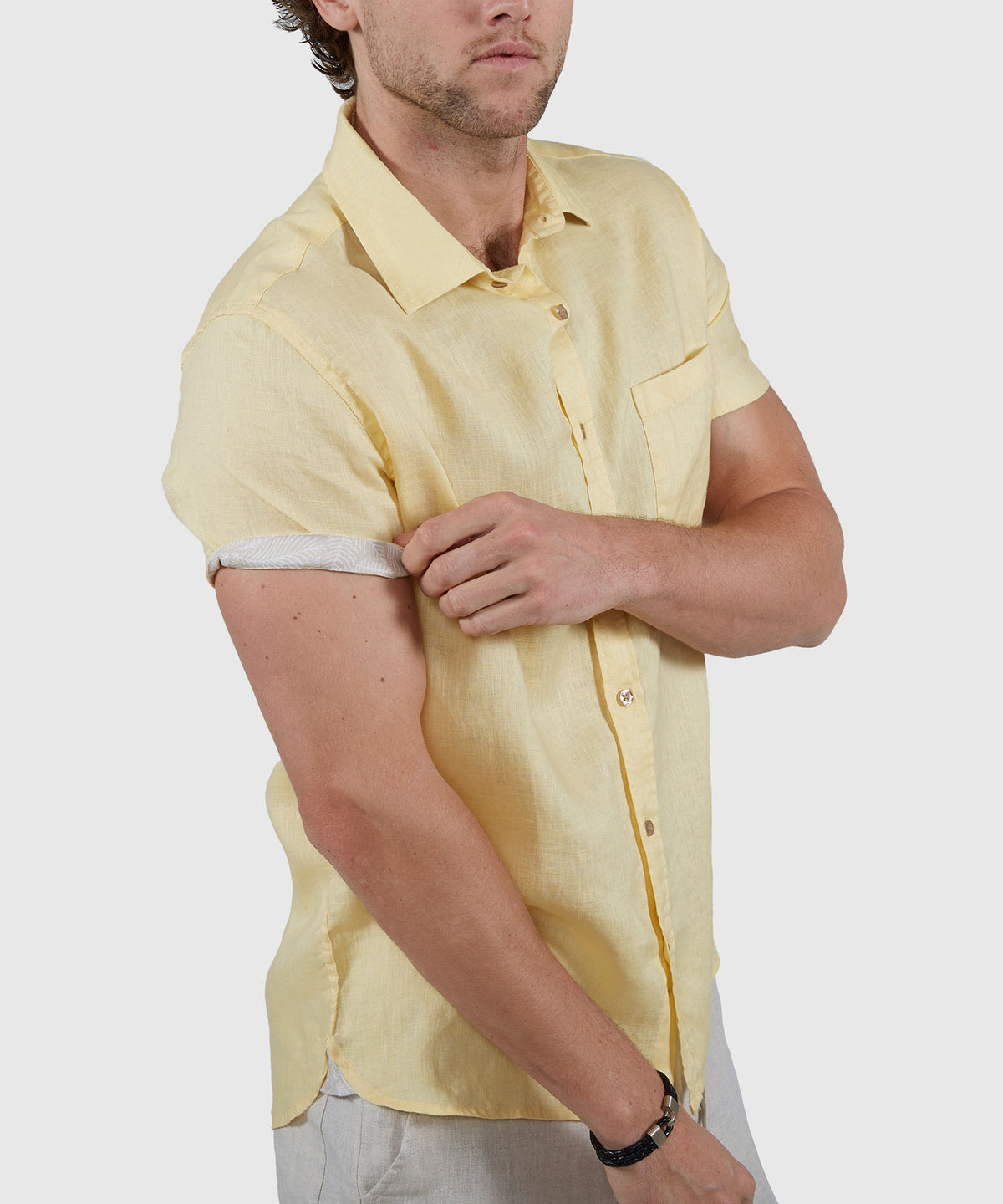 Westport Black Short Sleeve Southport Linen Shirt, Men's Big & Tall