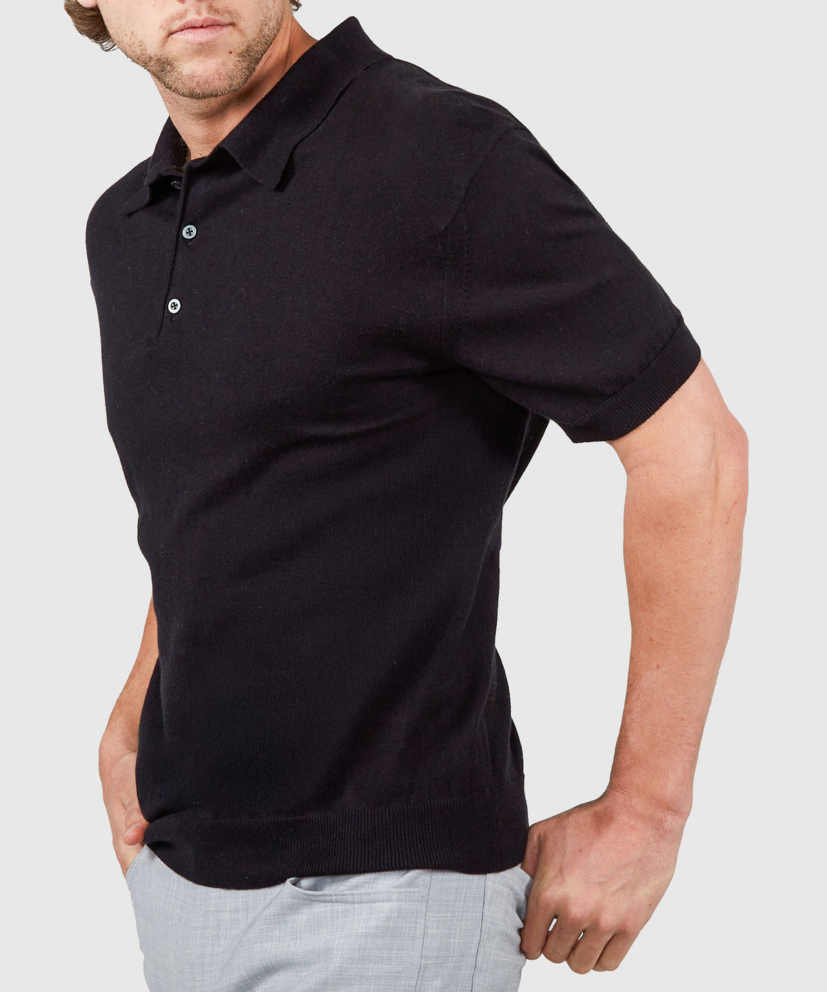 Westport Black Legacy Cotton Cashmere Polo Knit Shirt, Men's Big & Tall