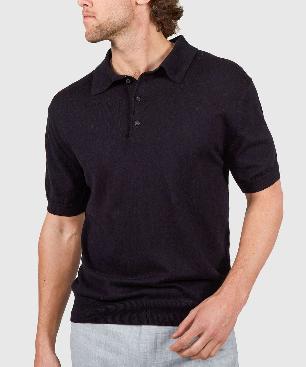 Westport Black Legacy Cotton Cashmere Polo Knit Shirt, Men's Big & Tall