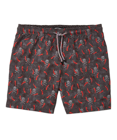 Westport Black Chili Print Hampton Swim Trunk, Men's Big & Tall