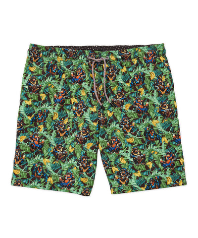 Westport Black Jungle Print Hampton Swim Trunk, Men's Big & Tall