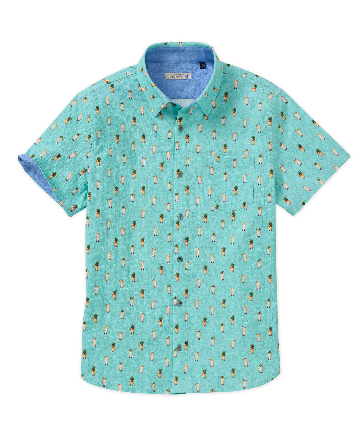 Westport Lifestyle Short Sleeve Seersucker Print Sport Shirt, Men's Big & Tall