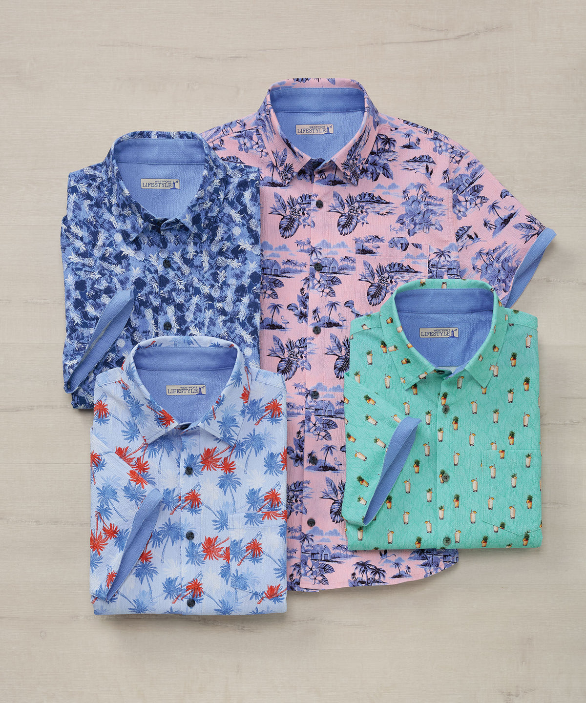 Westport Lifestyle Short Sleeve Seersucker Print Sport Shirt, Men's Big & Tall