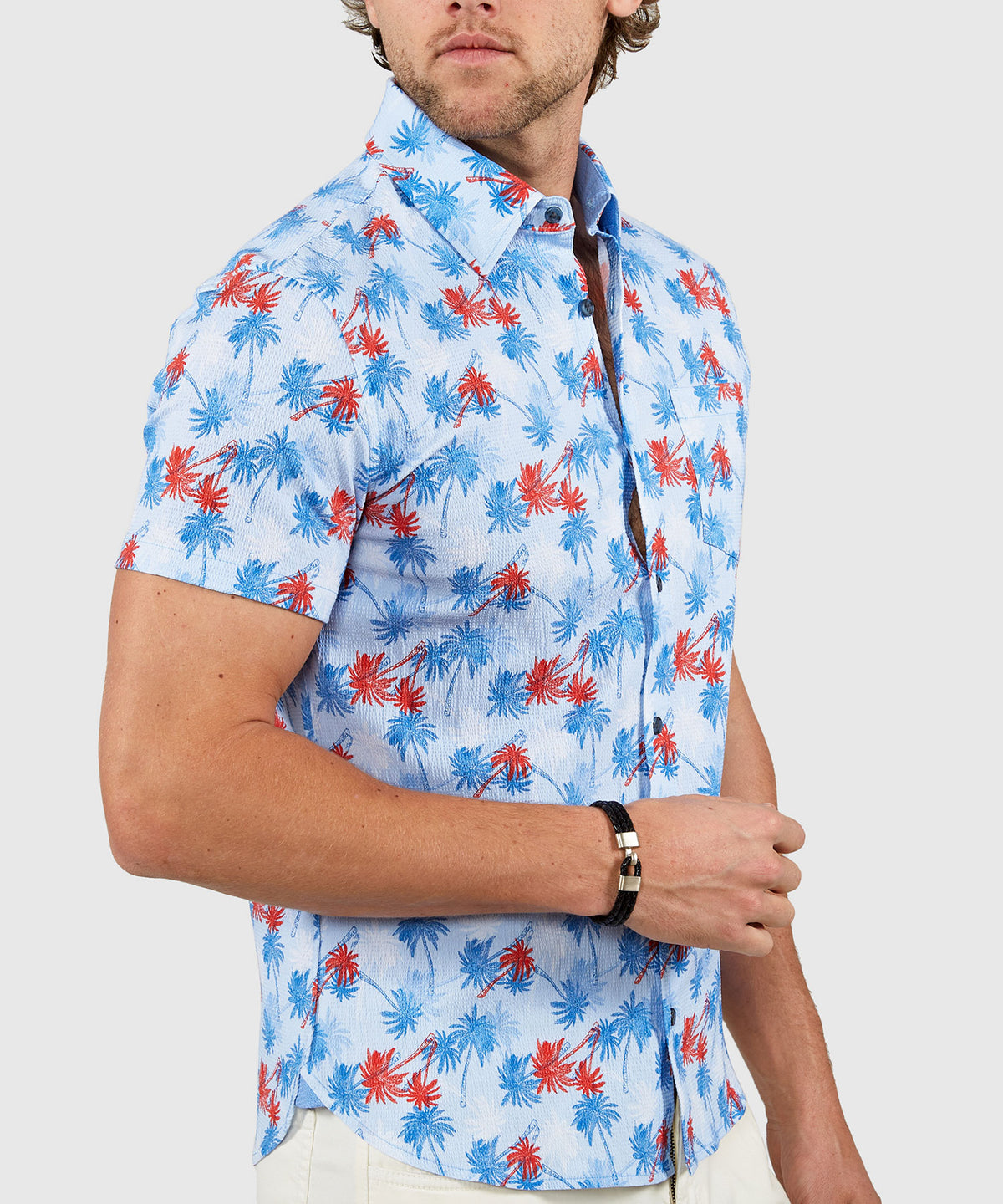 Westport Lifestyle Short Sleeve Seersucker Print Sport Shirt, Men's Big & Tall