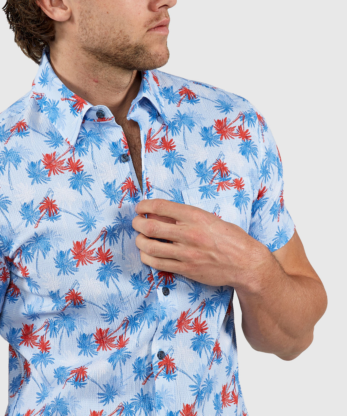 Westport Lifestyle Short Sleeve Seersucker Print Sport Shirt, Men's Big & Tall