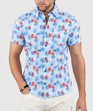 Westport Lifestyle Short Sleeve Seersucker Print Sport Shirt