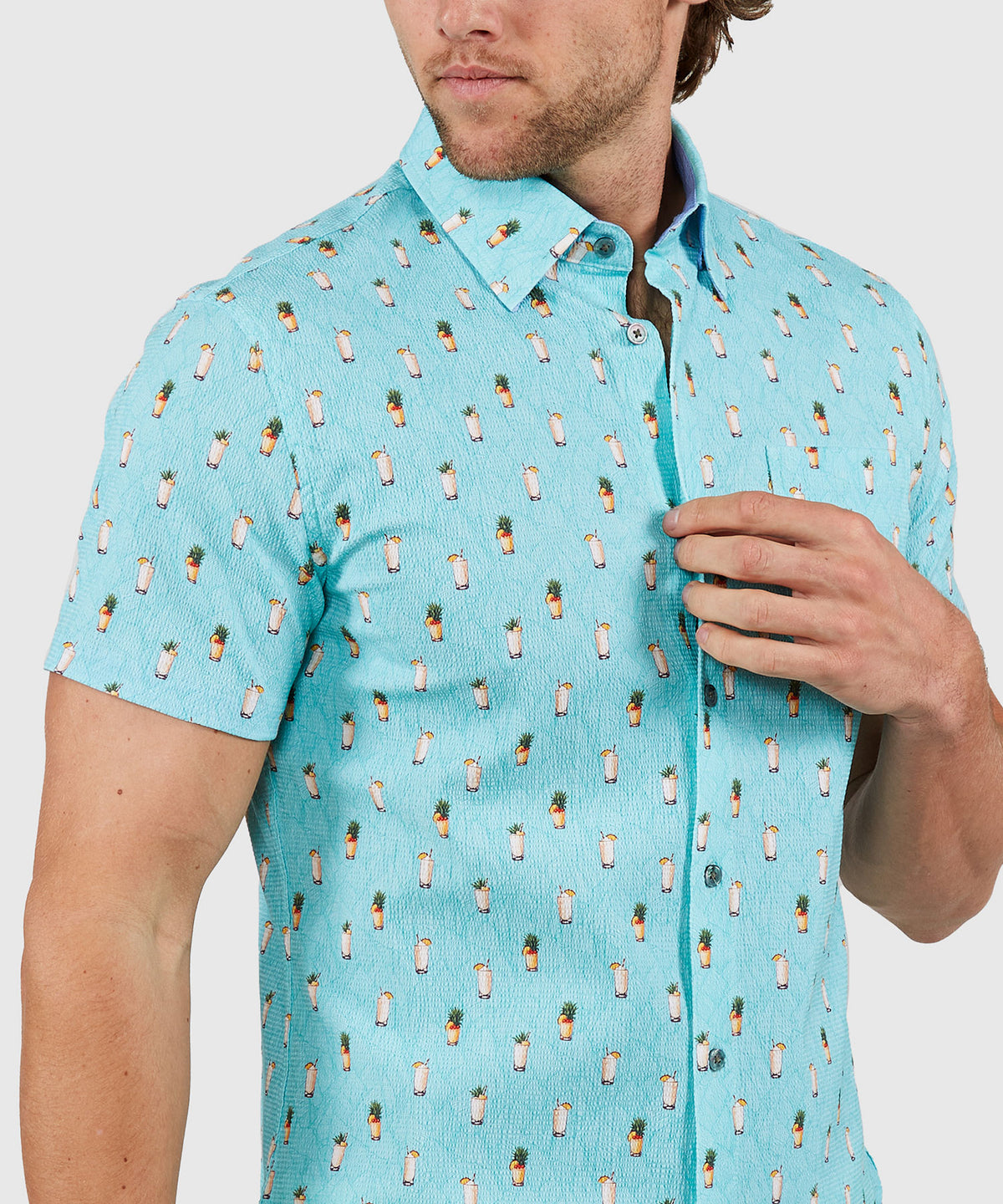 Westport Lifestyle Short Sleeve Seersucker Print Sport Shirt, Men's Big & Tall