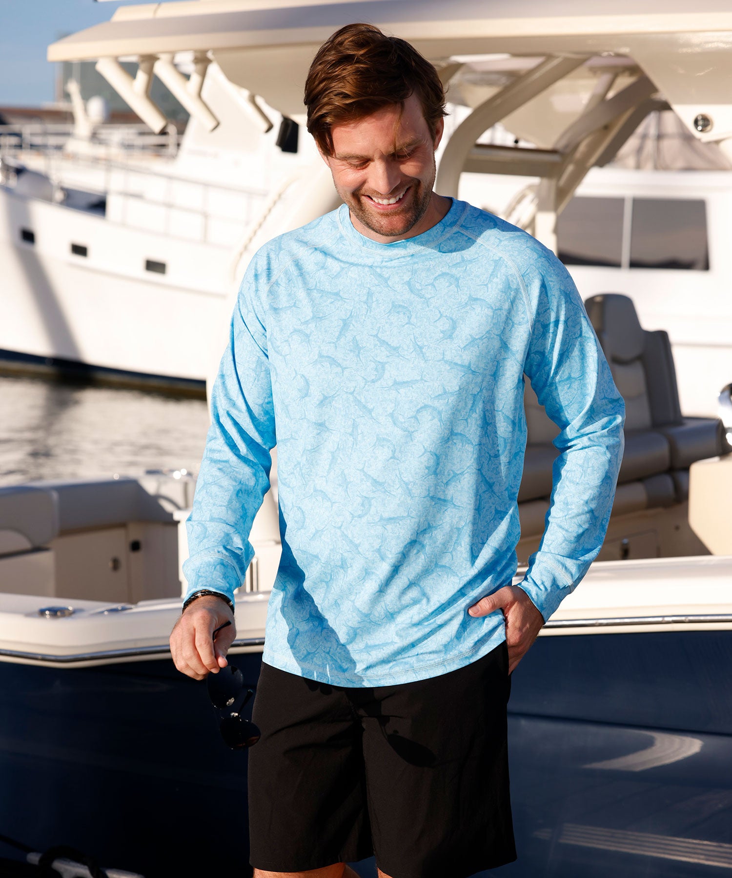 Big & Tall Westport Lifestyle Seaside Long Sleeve Print Rash Guard ...